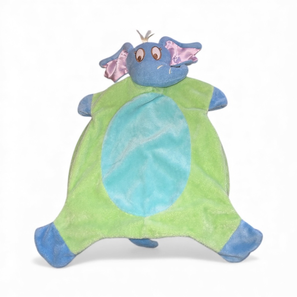 Dr. Seuss HORTON ELEPHANT Baby Blanket Lovey Security Green Blue Manhattan Toy